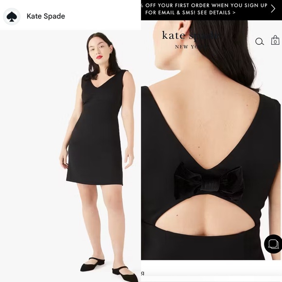 NWT Kate Spade New York Crepe Bow Back Sleeveless Dress Sz 10 Black